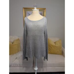 WHBM Silver Metallic Ombre Split-Back Sweater